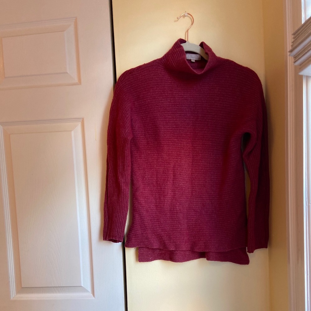 Raspberry Color Mock Neck Sweater